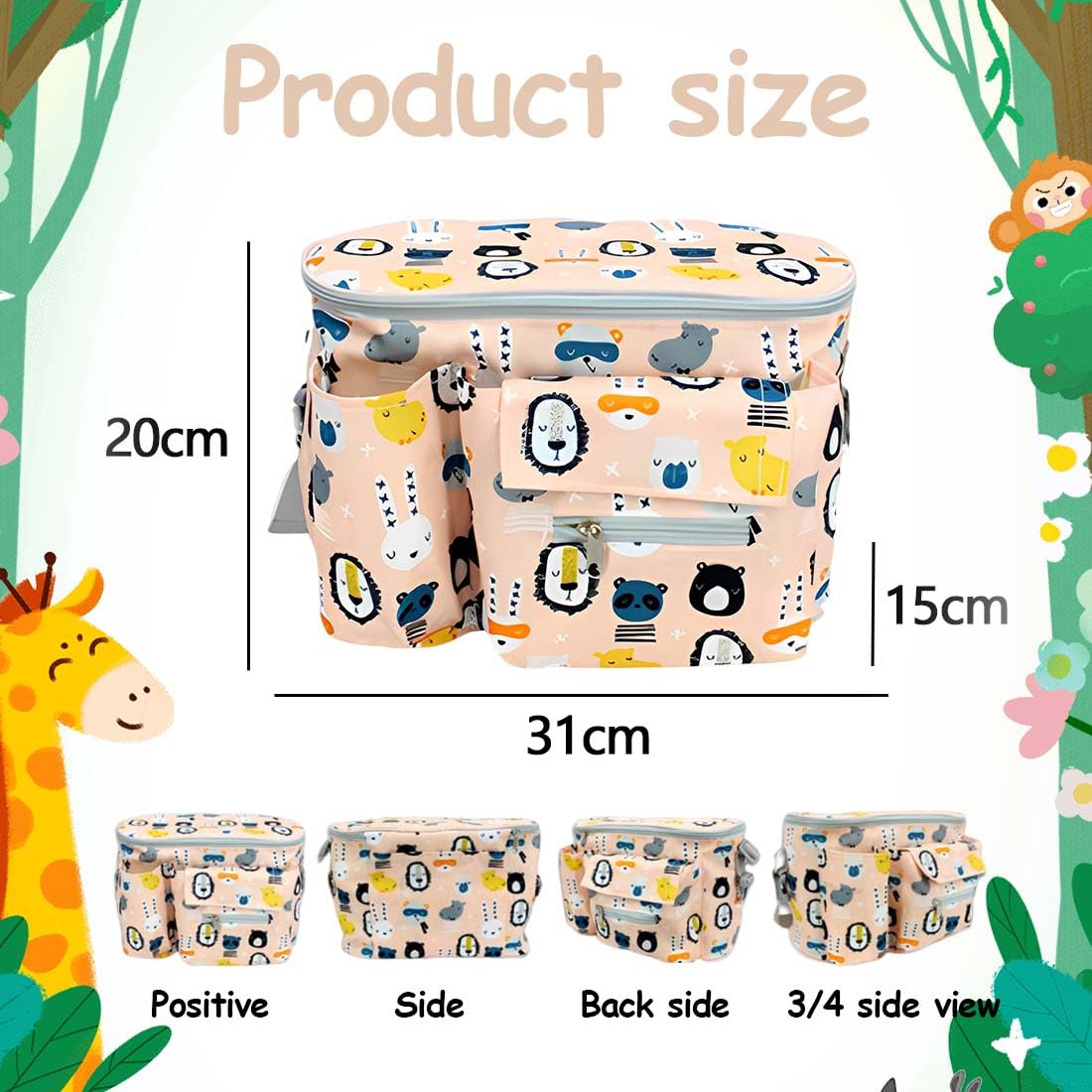 Bolsa universal para cochecito de bebé - Bolsa de gran capacidad para cochecito y carrito de bebé, bolso multifuncional para cambiar pañales - Práctico bolso para cochecito.