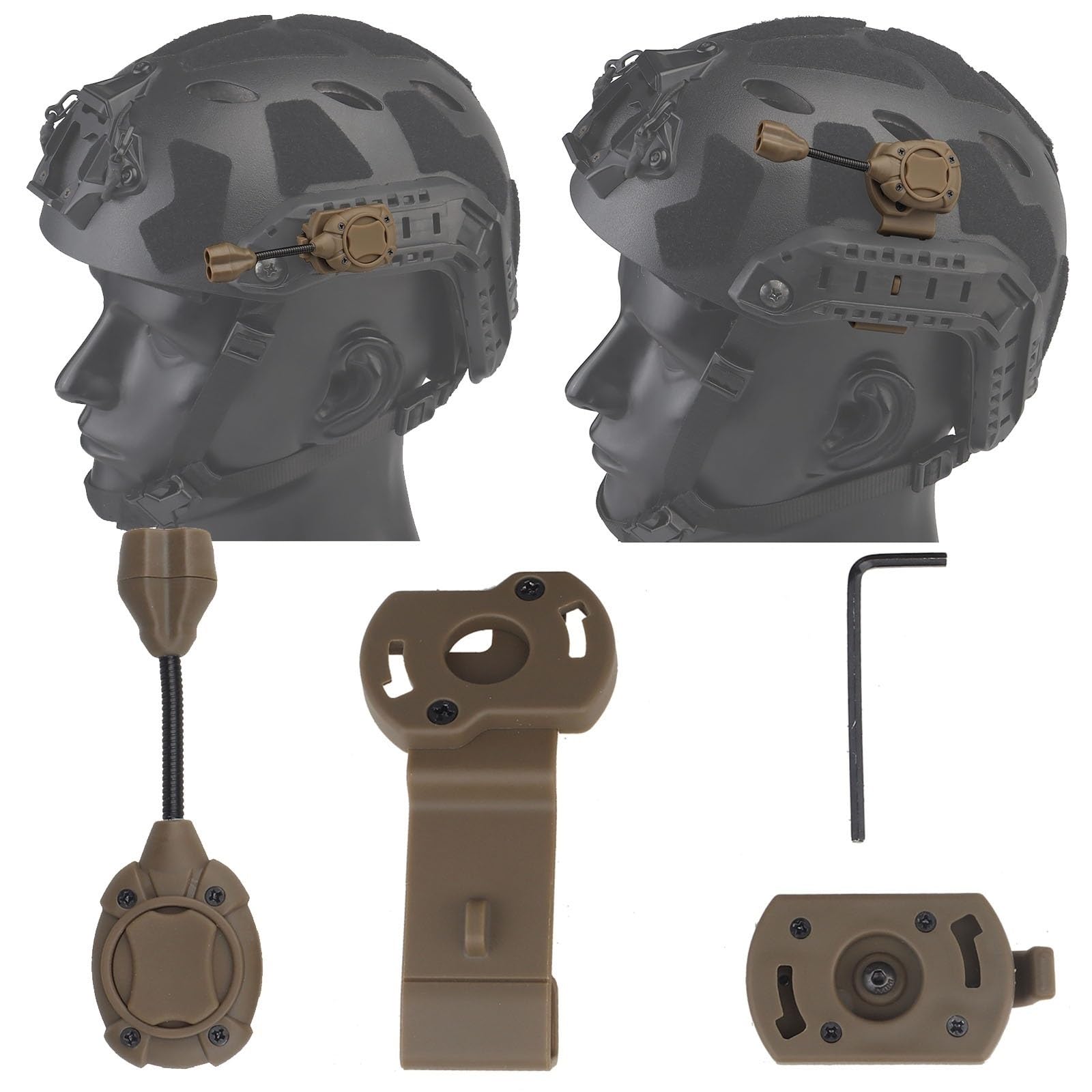 Luce for Casco tattico - Accessori for Casco Militare Supporto for Sistema Molle for elmetto Mich Fast Rail Picatinny - Luce di Segnalazione di Sopravvivenza for la Caccia all'aperto(Tan)
