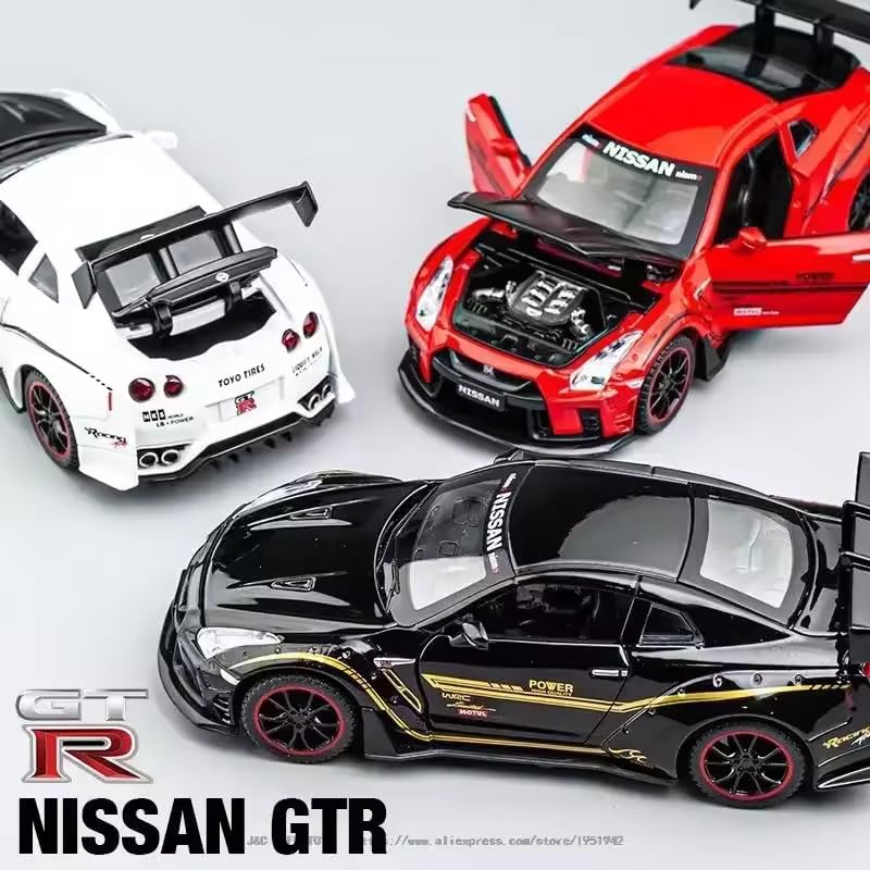 Image of Alokik Enterprise 1:32 Nissan GTR R35 Diecast Metal Pull Back Car with 6 Openable Doors with Sound and Light Toy Decoration car Best Gift Toys for Kids 【Color As Per Stock】