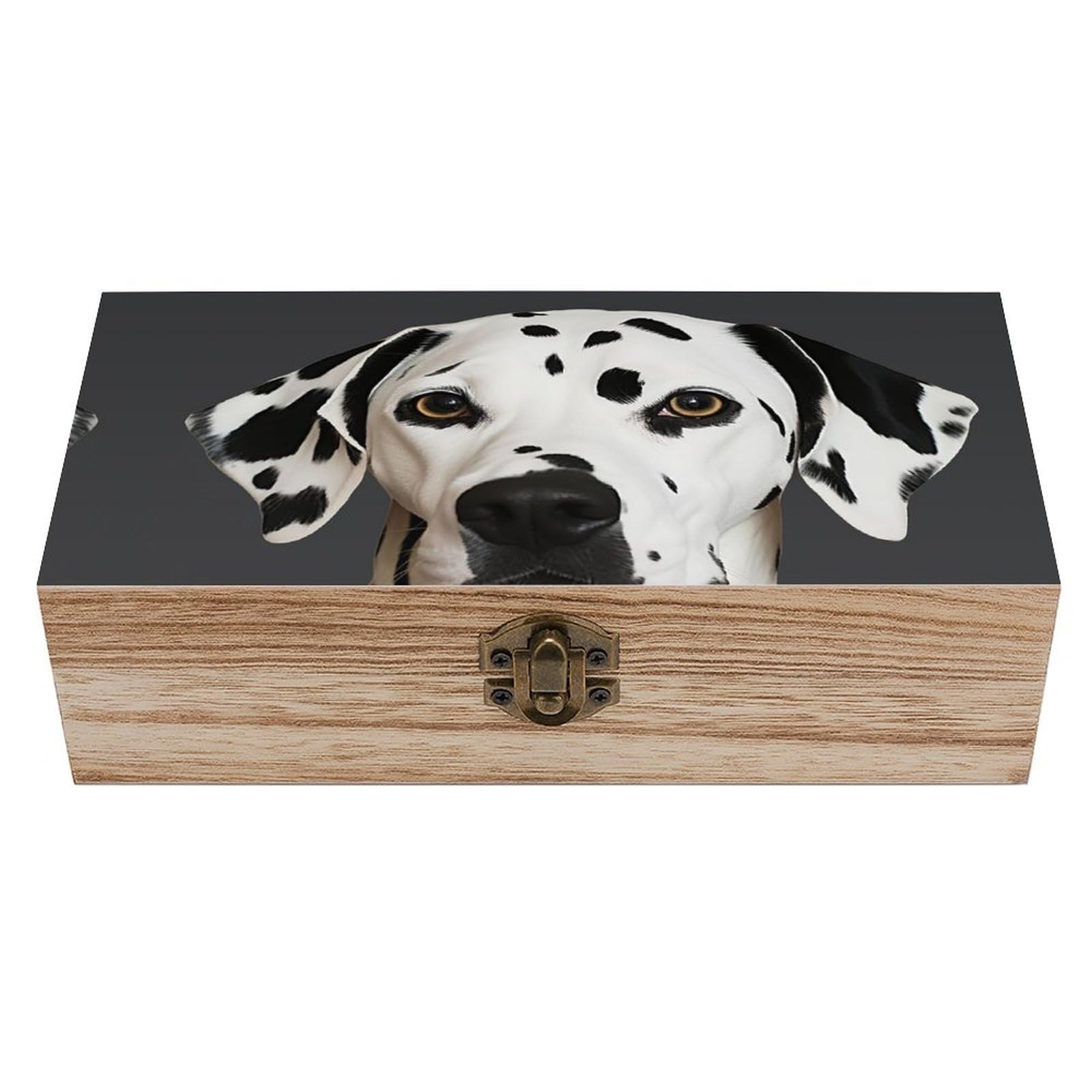 FekiLoot Dalmatian Wooden Keepsake Box Decorative Wood Storage Organizer with Hinged Lid Large Handmade Boxes Wedding Memory Treasure Box for Jewelry Photos Stamps Crafts