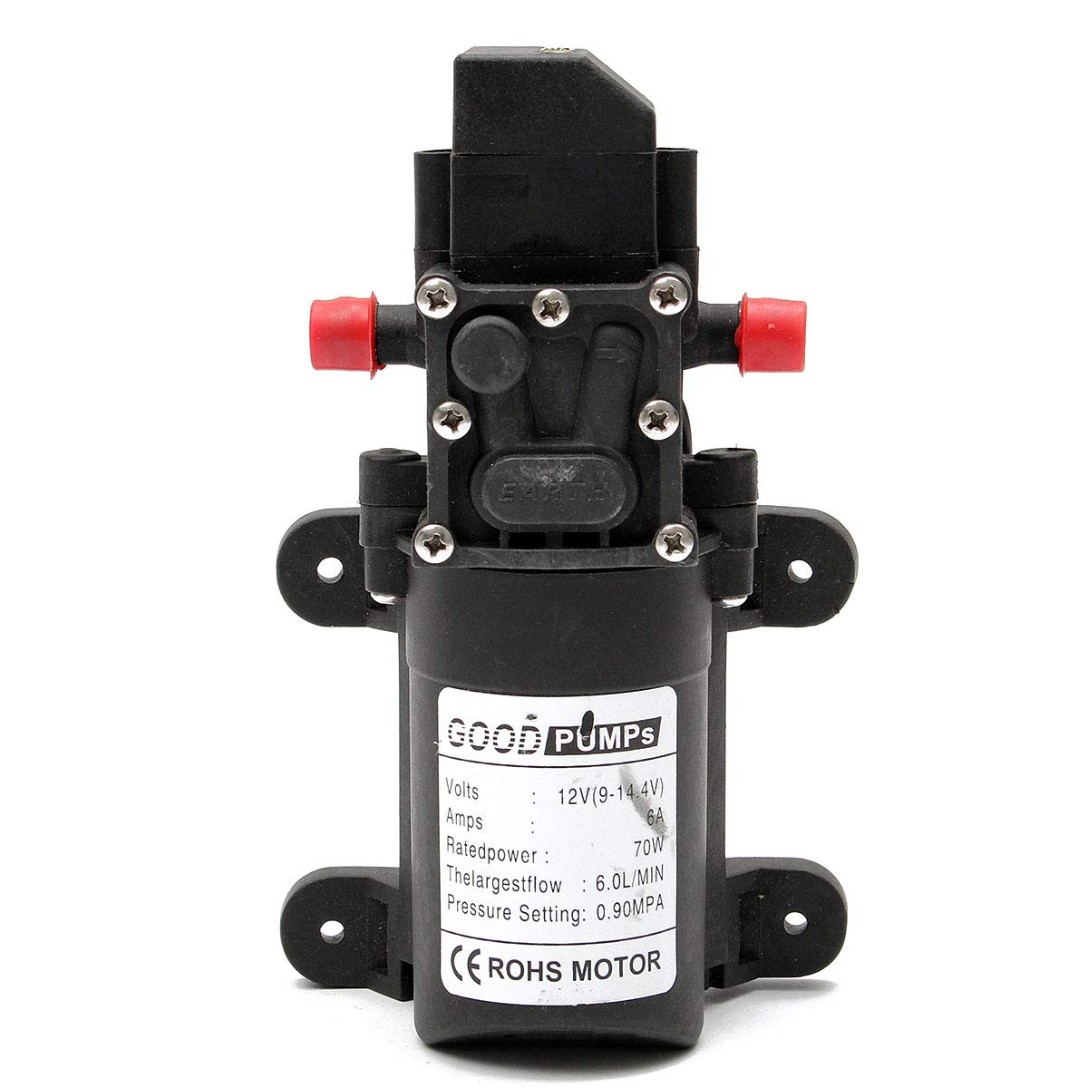 Bomba sumergible Bomba de agua ultra silenciosa Bomba de agua de diafragma de alta presión eléctrica negra de 6 l/min for lavado de autos, 12 V(12V 72 W-Straight)
