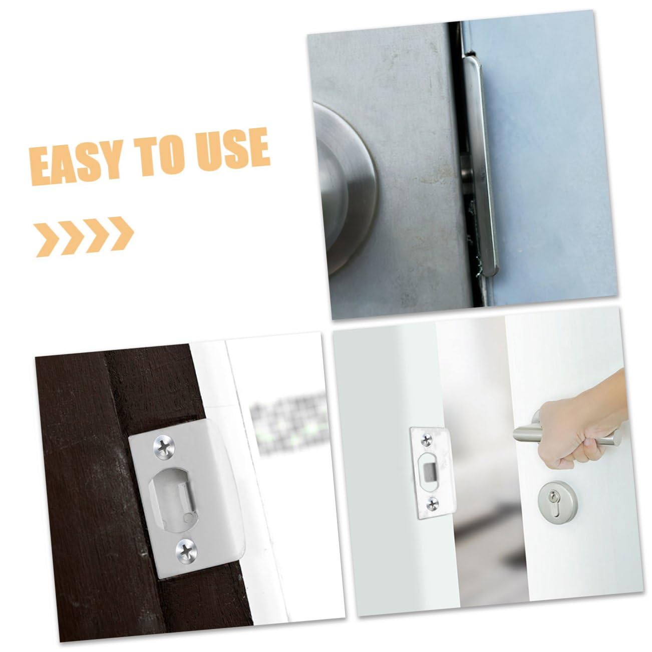 SHINEOFI 4 Ensembles Plaque De Renfort De Porte Inoxydable De Plaques De Fermeture Pour Serrures De Porte Résistante À Installation Facile Sécurise Vos Entrées 6 Pièces * 4