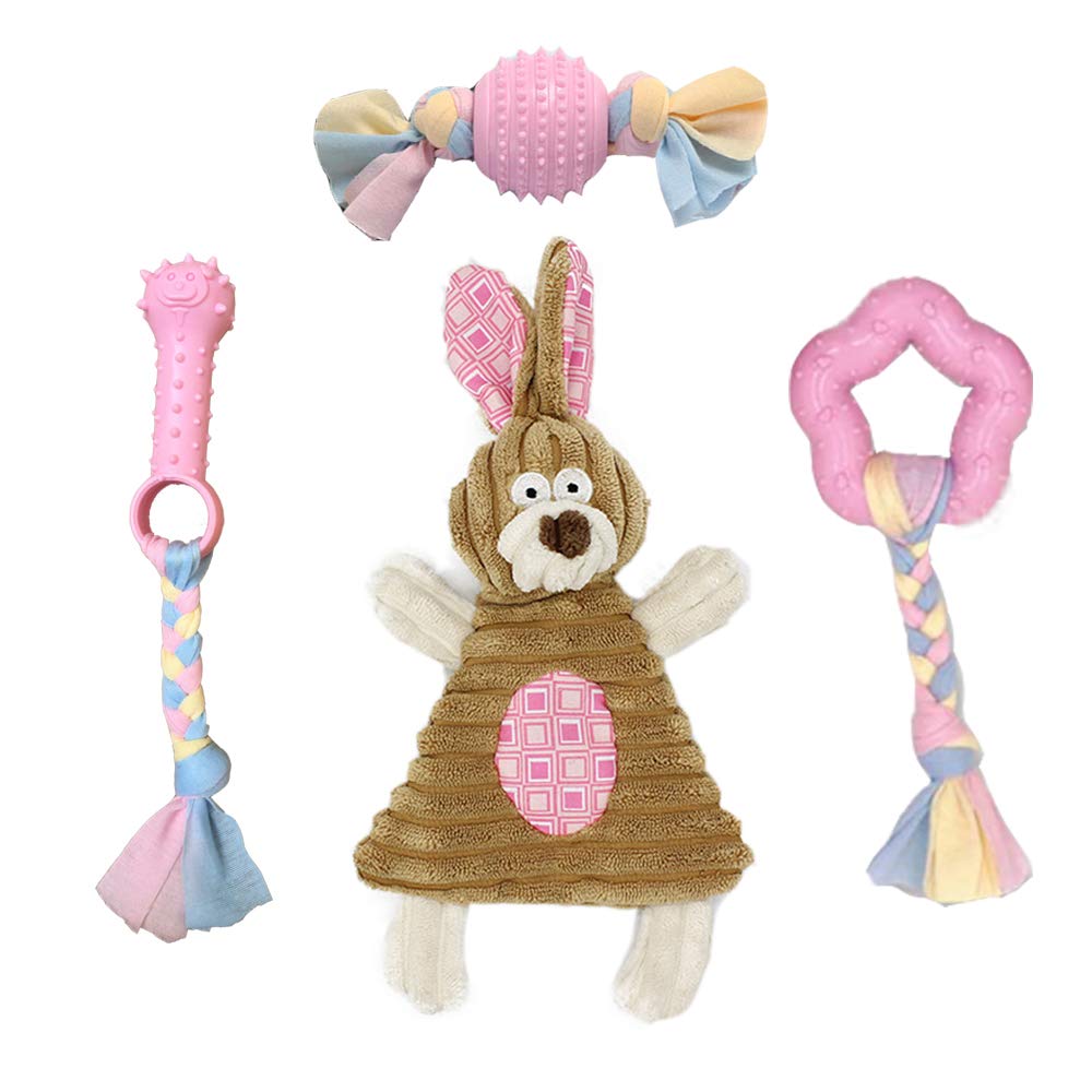 Volacopets Puppy Toys for Teething Small Dogs Interactive Tiny Dog pet Chew Toy Soft Rubber Puppies Cute Pink