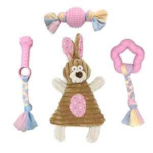 Puppy Toys for Teething Small Dogs Interactive Tiny Dog pet Chew Toy Soft Rubber Puppies Cute Pink Bunny