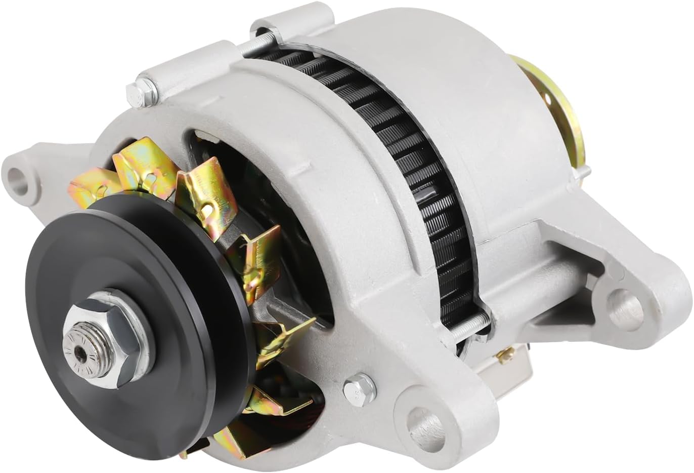 1500W Excitation Synchronous Generator, Pure Copper AC Alternator with Voltage Regulator, Dual-wheel Excitation Generator for Cars, Tractors, Diesel Tricycles