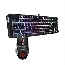 Mouse e Tastiera Gaming, Layout Italiano QWERTY, USB, Anti-ghosting, Tastiera Retroilluminata LED RGB, Mouse Gaming 1200-3200 DPI – Nero