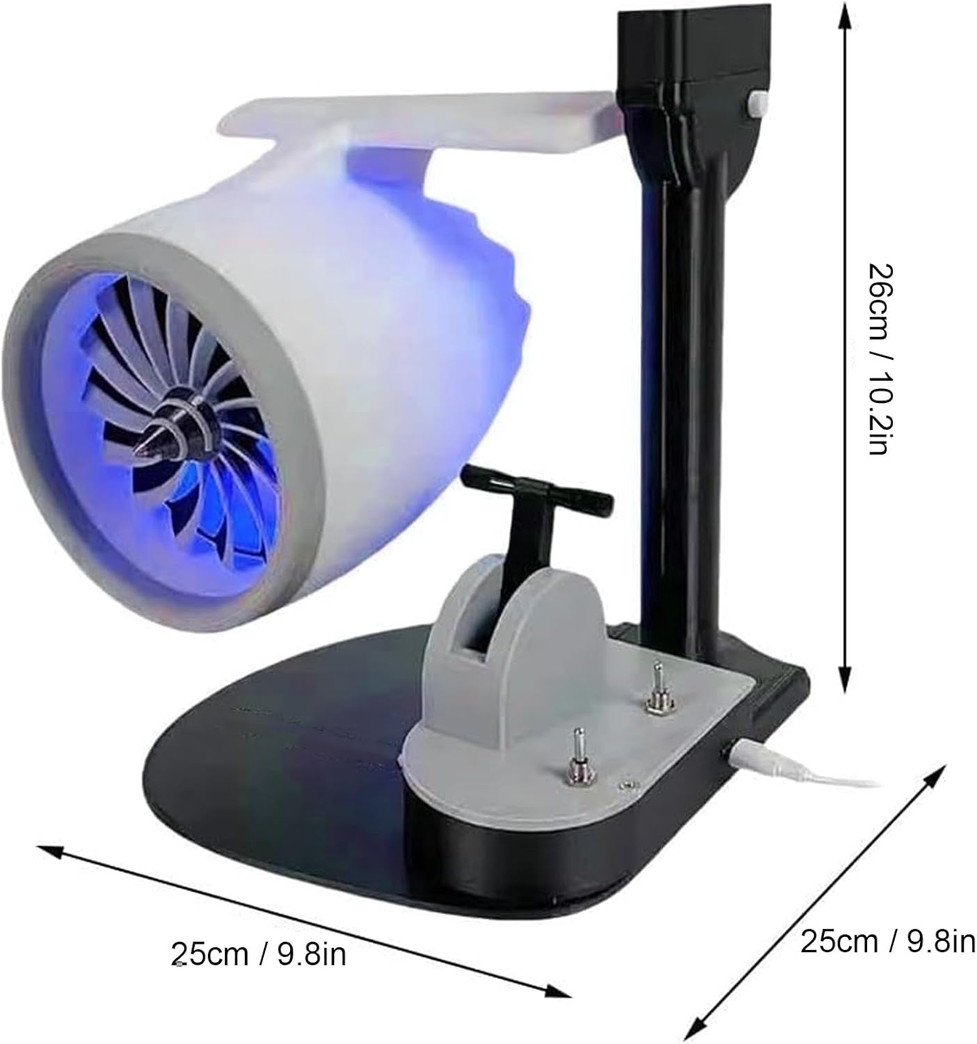 GOWENIC Engine Fan, Ultrasonic Humidifier, Adjustable Speed Desktop Fan, Bright Light Tail Flame, with Misting Feature, for Dry Seasons or Air Conditioned Rooms (Blue)