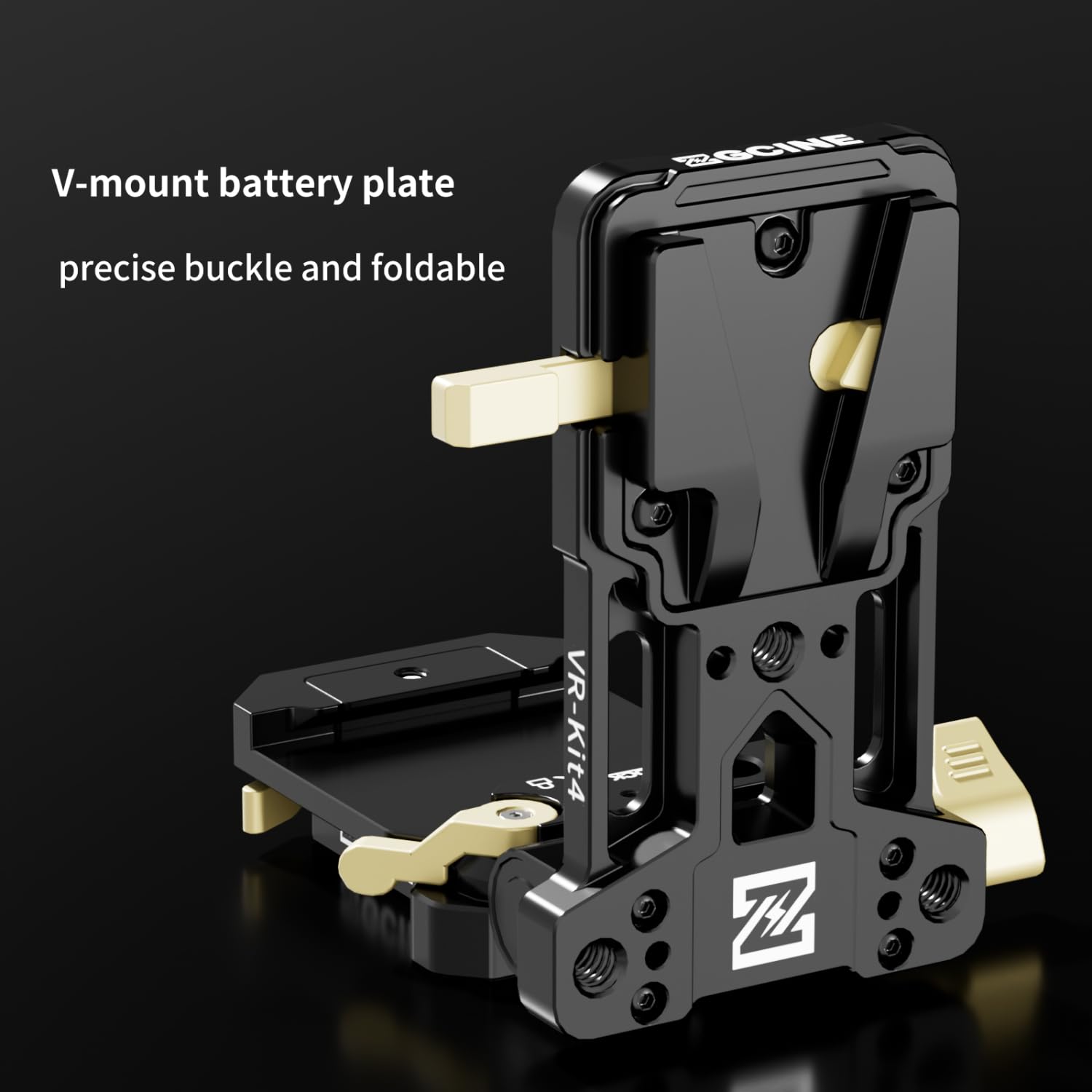 ZGCINE VR-KIT4 v-mount uchwyt na akumulator z szybkim zamkiem Arca-Swiss, składanym ekranem i składaną konstrukcją | Płyta akumulatora V-Mount do kamer dla mobilnych zestawów