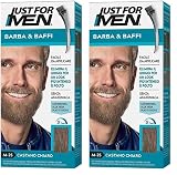 Just for Men Baffi e barba marrone chiaro, elimina il grigio per un aspetto più spesso e pieno – M25 (Confezione da 2)