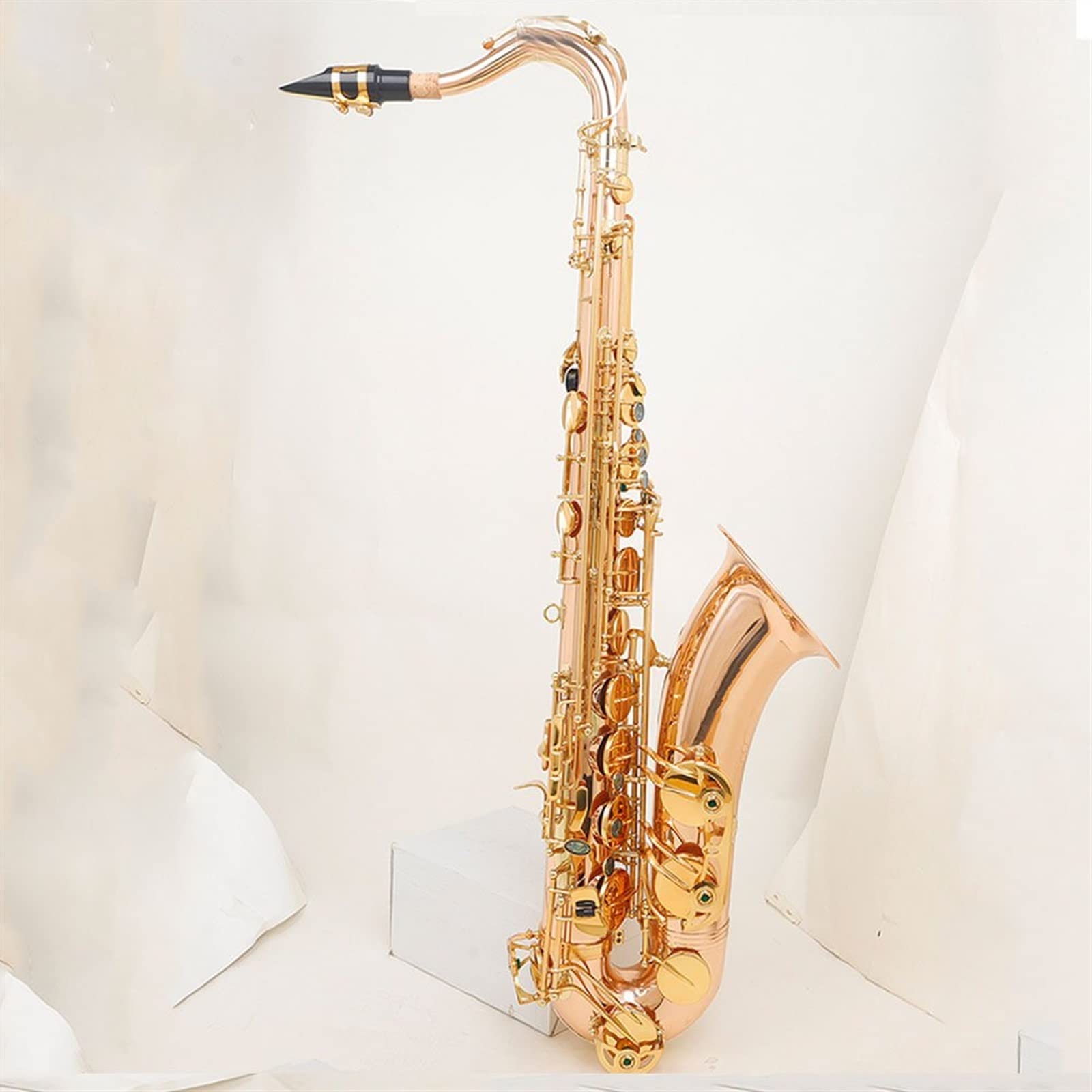 Saxofón Profesional Saxofón Profesional BB, Saxofón Tenor De Bronce Fosforado, Saxofón con Llave Dorada Tallada En El Cuerpo