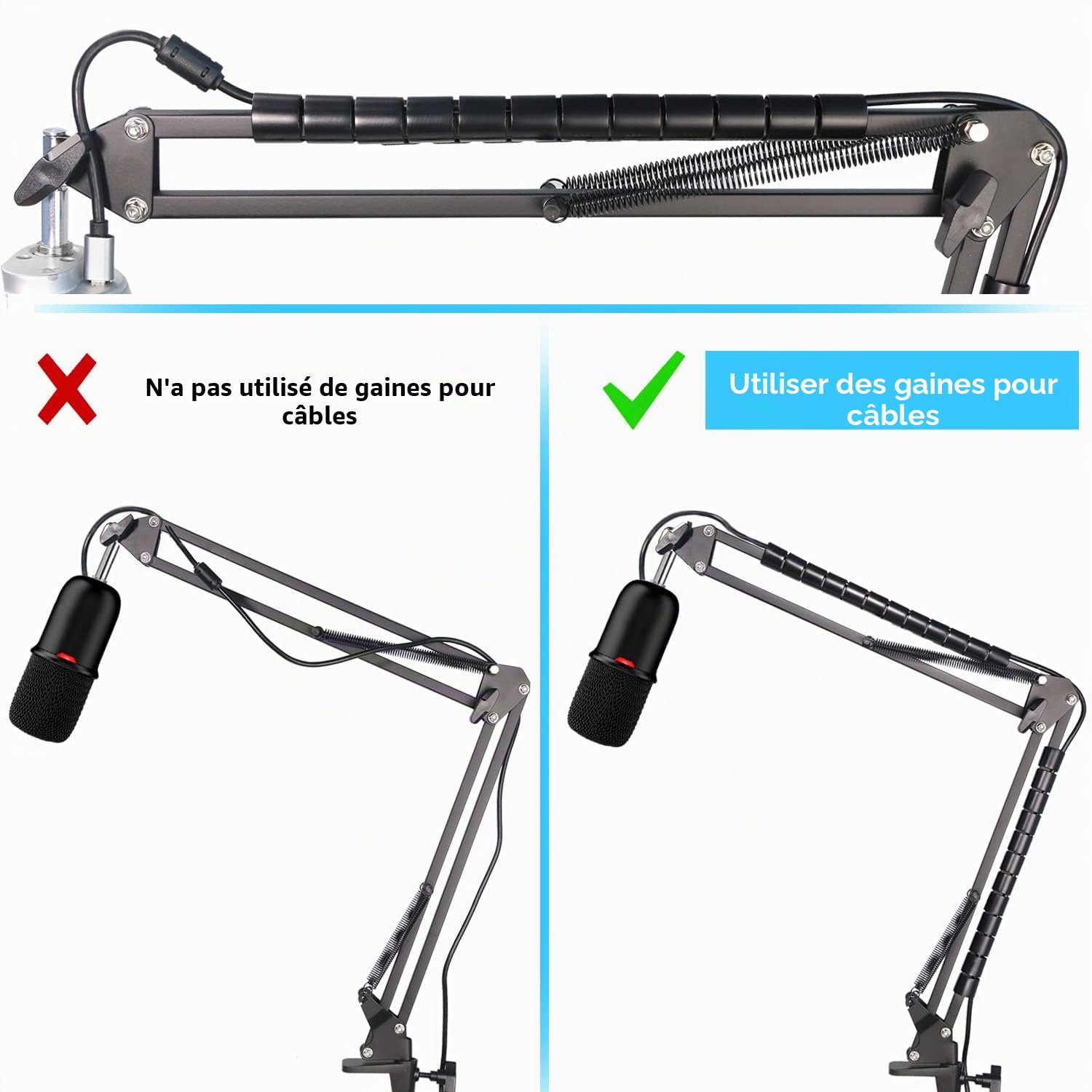 HyperX SoloCast Support Microphone, Bras Micro avec Tube de Fixation, Perche Micro Compatible avec HyperX SoloCast Microphone de jeu USB à condensateur pour Gaming, Streaming, par YOUSHARES
