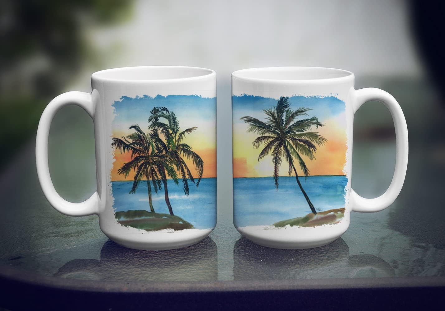Caroline's Treasures 8551CM15 Palm Tree Dishwasher Safe Microwavable Ceramic Coffee Mug 15 ounce, 15 ounce, multicolor