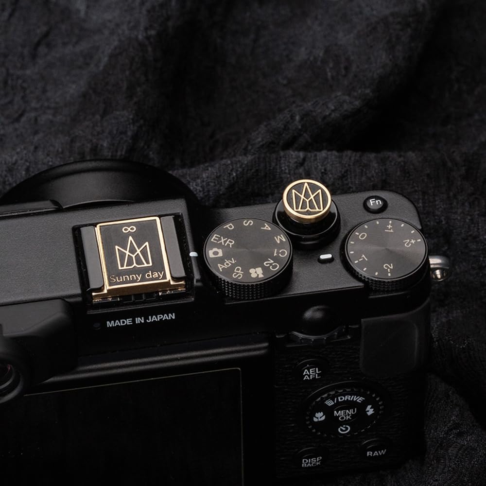 Crown Pattern Camera hot Shoe Cover Shutter Decorative Button Set for Fuji XT4, XT30, XE3,for Canon R6 R5 R7 R8 R10 for Nikon D750 D610 Z7 Z5 Z6 Z50 Z30 (Copper Alloy-Set01)