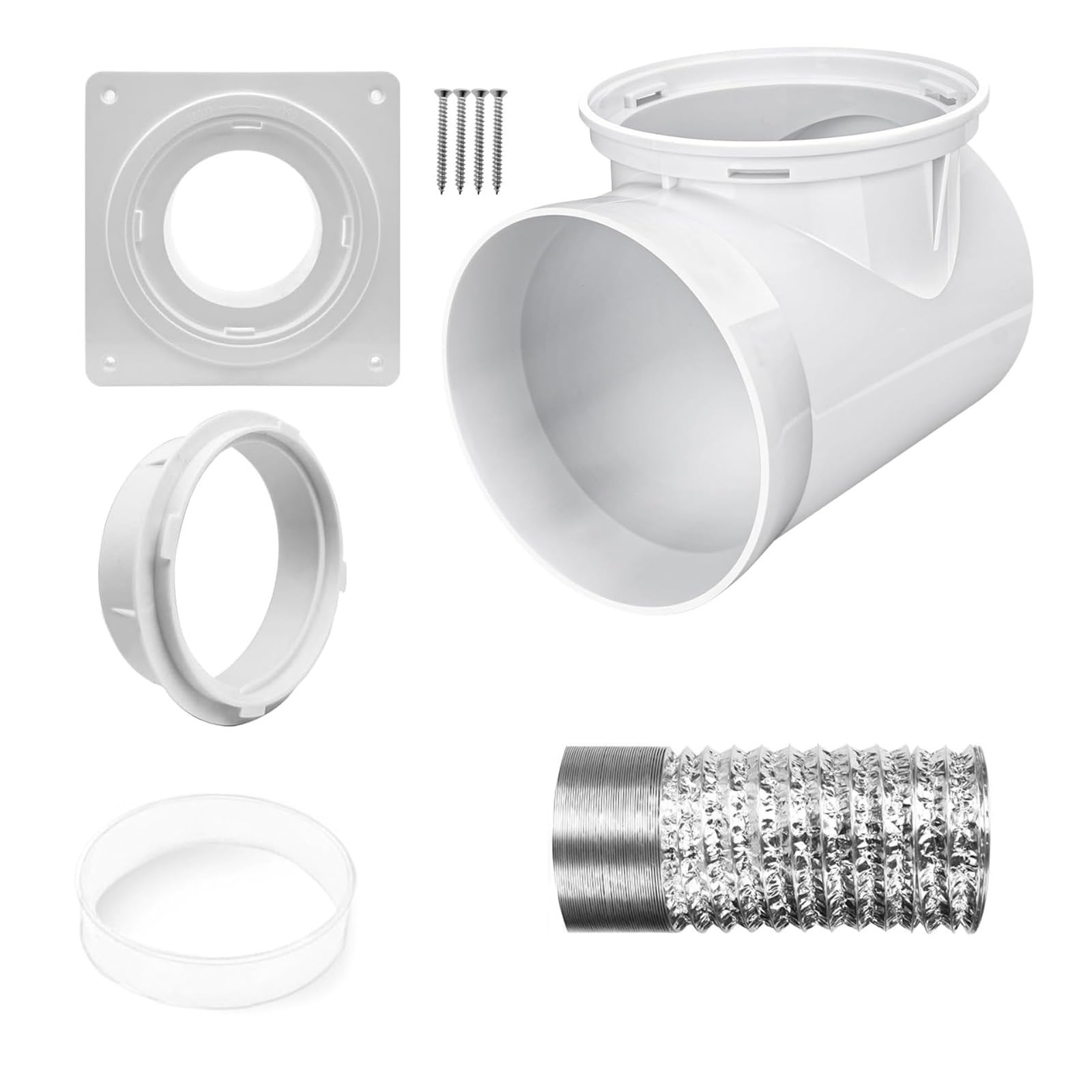 Lerpwige Dryer Vent Connection Set Tumble Connector 90 Degree Dryers Vent Hose Pressure Easy Installation Flexible Duct