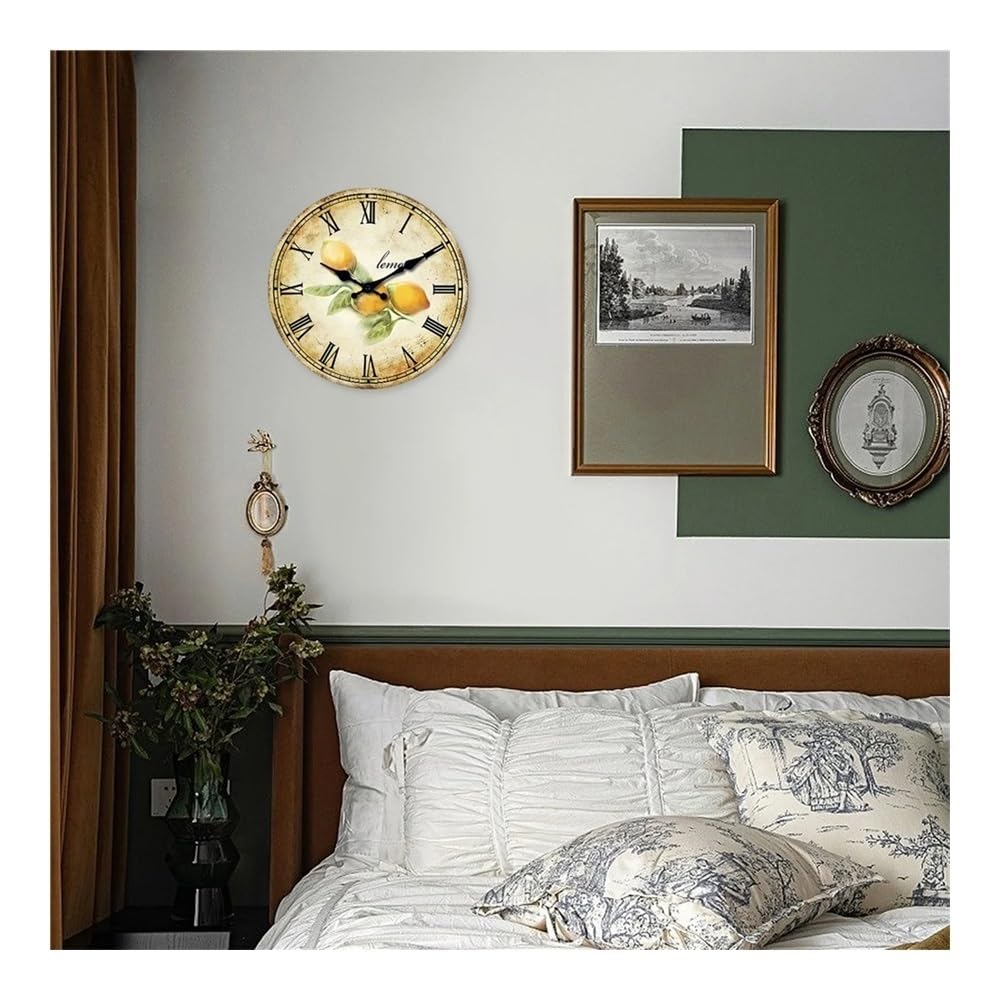 Modern Zegar ścienny z cyframi rzymskimi w stylu retro do salonu, sypialni, kuchni, dekoracji domu, cichy zegar kwarcowy, prezent świąteczny (bez baterii) Living Room Decor(16 Inch)