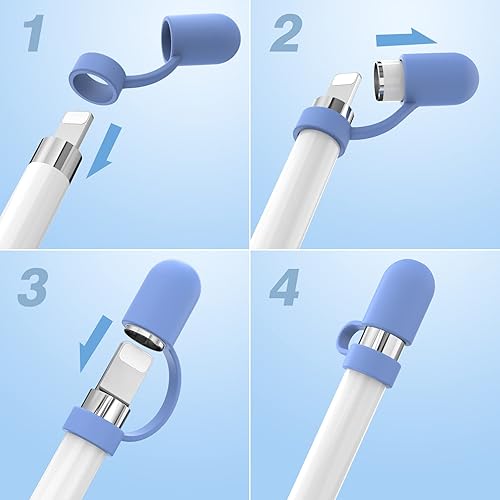 Miniatura 5 de Jelanry Tapa magnética de repuesto para iPencil con tapa de silicona para Apple Pencil de 1 generación, funda protectora antipérdida, accesorios