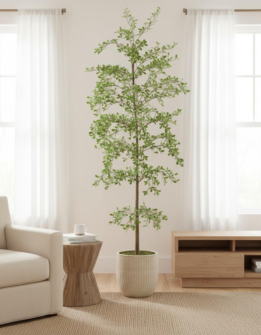 Shady Lady Faux Tree 7ft for Home Décor Black Olive Tree 84inches Realistic Fake Potted Plants with Moss Indoor Bucida Buceras Artificial Tall Trees with Natural Wood Trunk Housewarming Outdoor - Image 9
