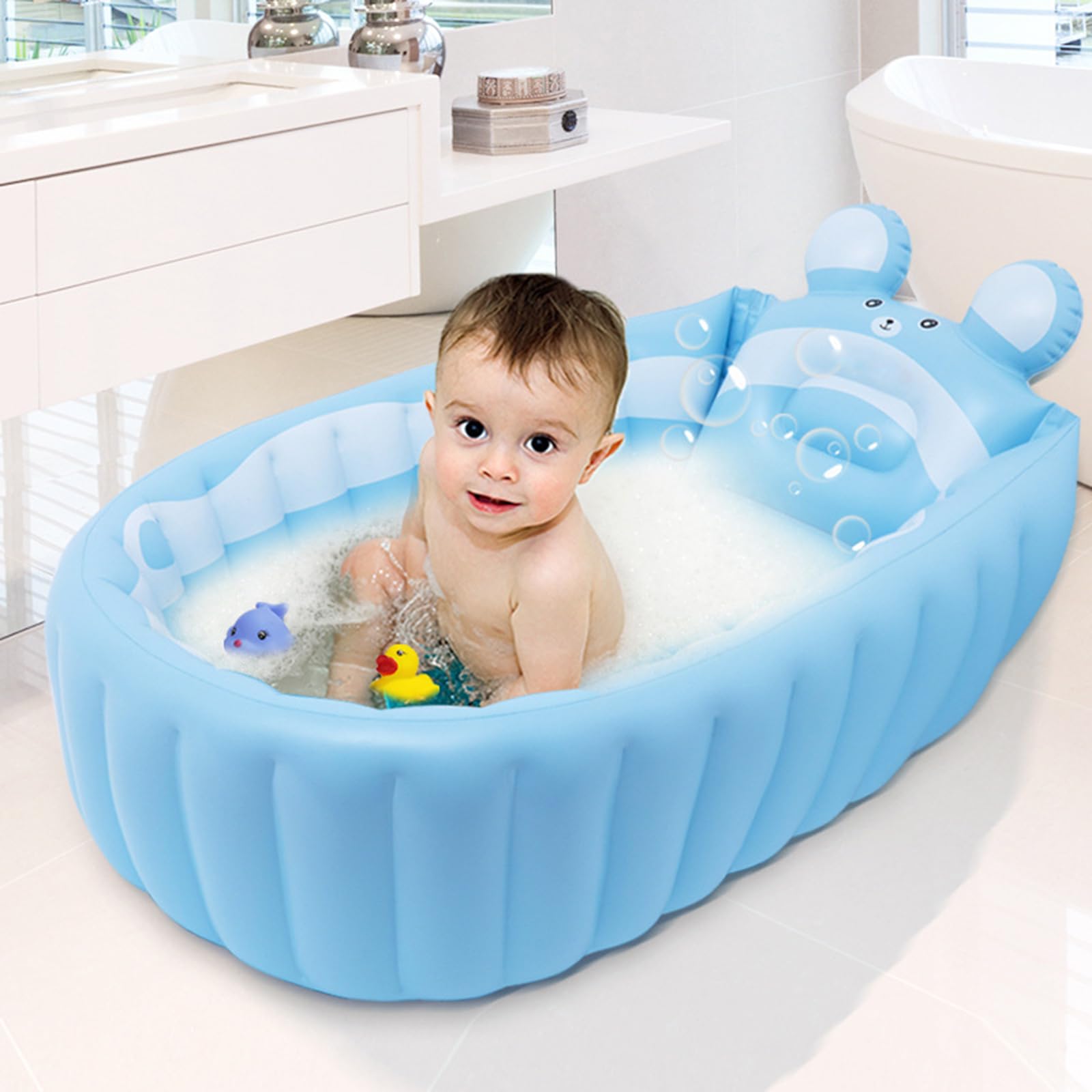 Aufblasbare Badewanne, tragbare Reise Duschbecken, Cartoon Tiermuster, Baby Badewanne, Badewanne für Babys