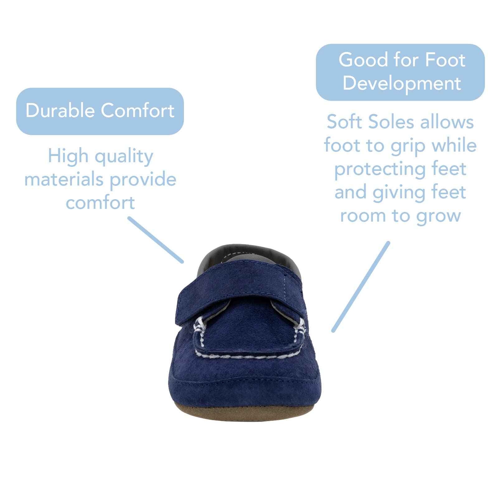 Robeez First Kicks Baby Boy and Unisex Shoes and Sandals for Infant/Toddlers, Boden Navy Nubuck, 0-3 Months