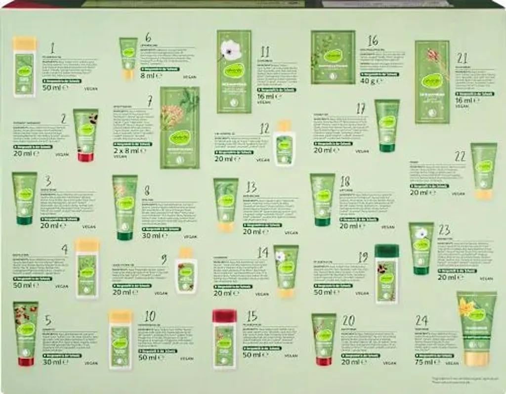 Calendario de Adviento Alverde Cosmética Natural 2024 Mujeres Beauty Valor 100 € - Edición Clásica - Cosméticos Calendario de Adviento para mujer y niña, Cuidado Calendario de Navidad