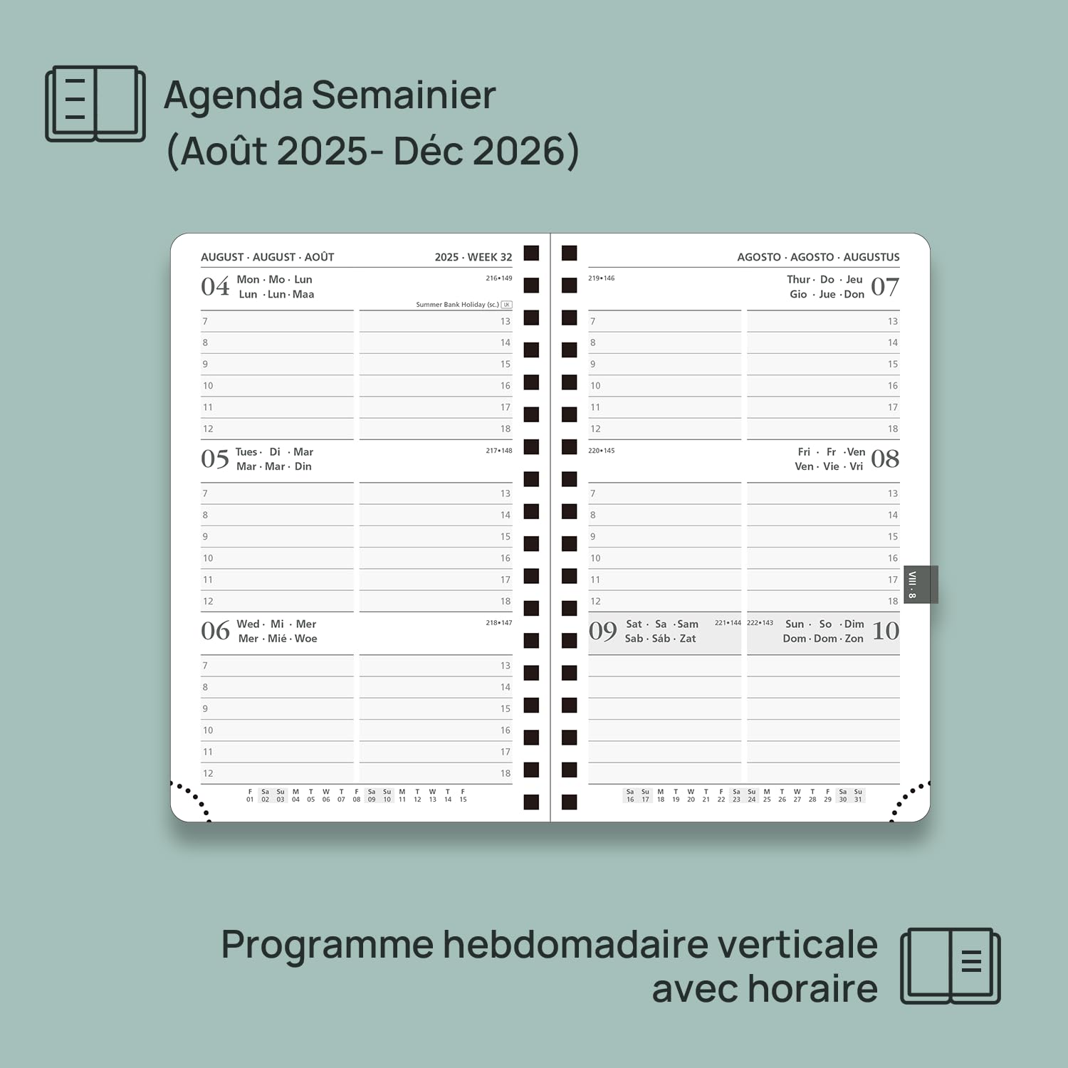 POPRUN Agenda De Poche 2026 A6 Semainier 16 X 10,5 Cm - Couverture Rigide Spirale, Petit Agenda, D'Jan 2026 à Déc 2026-12 Mois, Poche Intérieur, Papier 100 G/m², Rose Clair