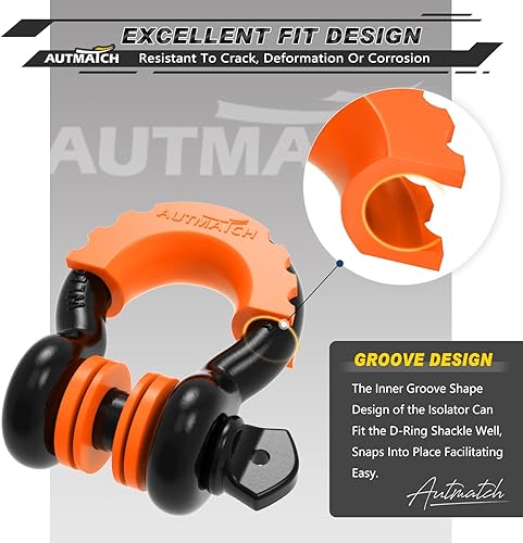 Vista 74 de AUTMATCH - Juego de 2 arandelas aislantes de grillete con anillo en D, 2 aislantes de grillete de goma y 4 arandelas para grillete de 3/4 pulgadas