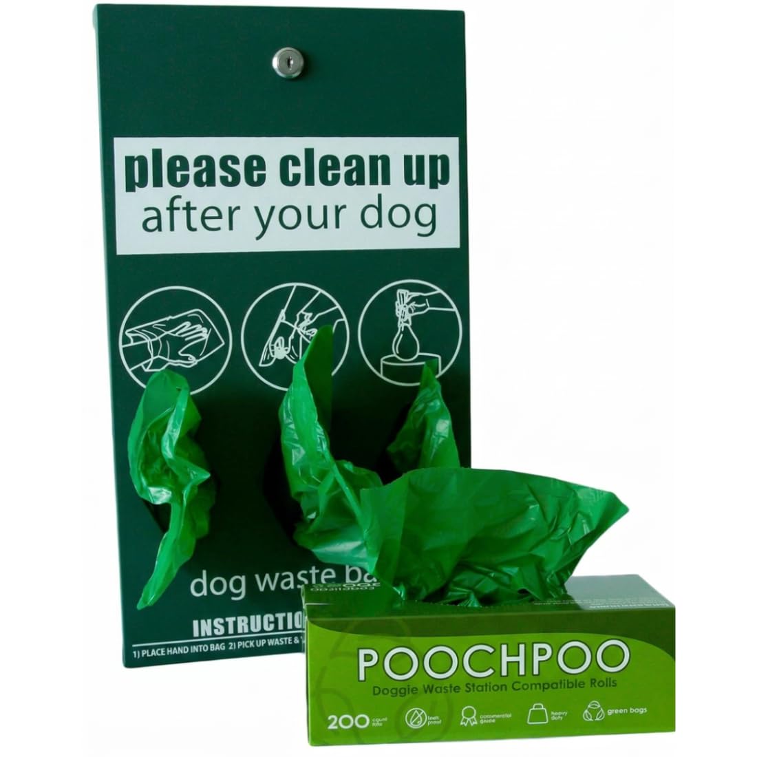 Caja de 2000 unidades Eco-Green Estación de residuos para mascotas, 200 bolsas en rollo (10 rollos) – Bolsas a granel para excrementos de perros – Bolsas de estación de basura para perros –