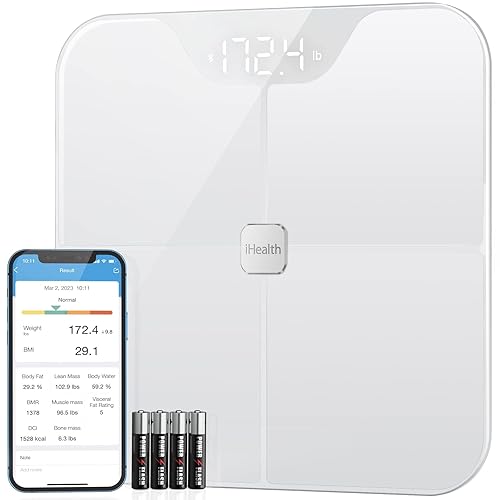 iHealth Nexus Báscula de grasa corporal inteligente BMI Báscula de peso digital Bluetooth para baño analizador de composición corporal con