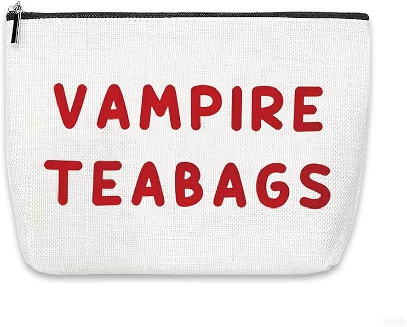 Necessaire Sudaporn com zíper, estampa Vampire Teabags, em juta, 1 unidade