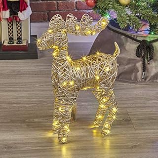 URBNLIVING Light Up LED Reindeer Stags, 45cm Illuminated Christmas Decoration Ornament Figurines, Battery Powered 3xAA Christmas Display Decor (Silver)