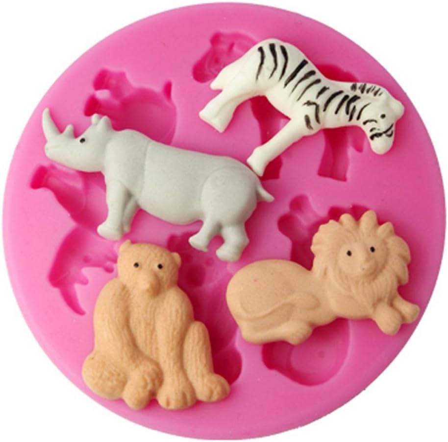 Gum Paste Molds Different Animals Silicone Mould for Cake Color Pink