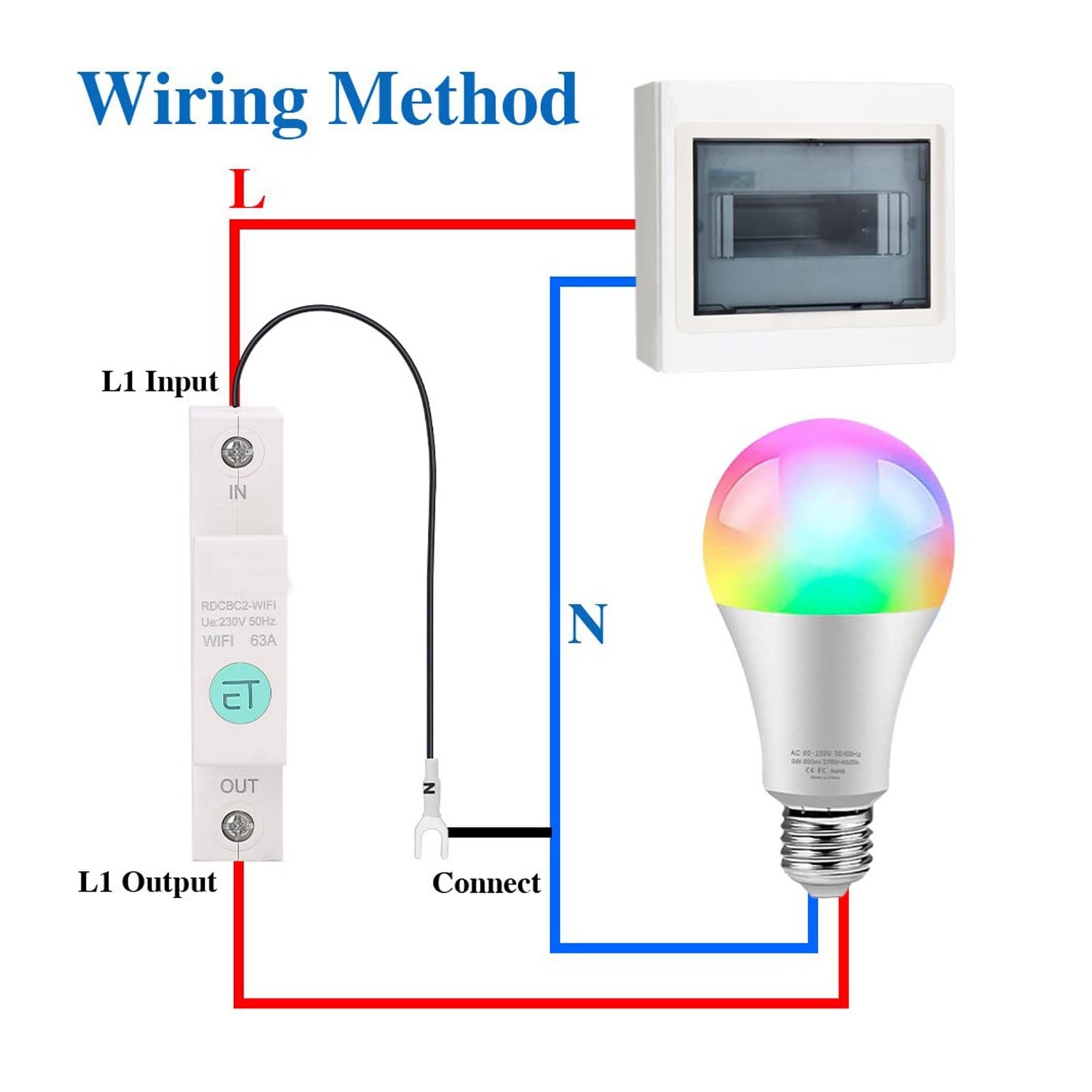 Medidor De Consumo Electrico, Relé de voltaje disyuntor inteligente con medidor de energía 1/2P protección contra fugas for interruptor de Control remoto de hogar inteligente , Fácil de instalar(2P,16
