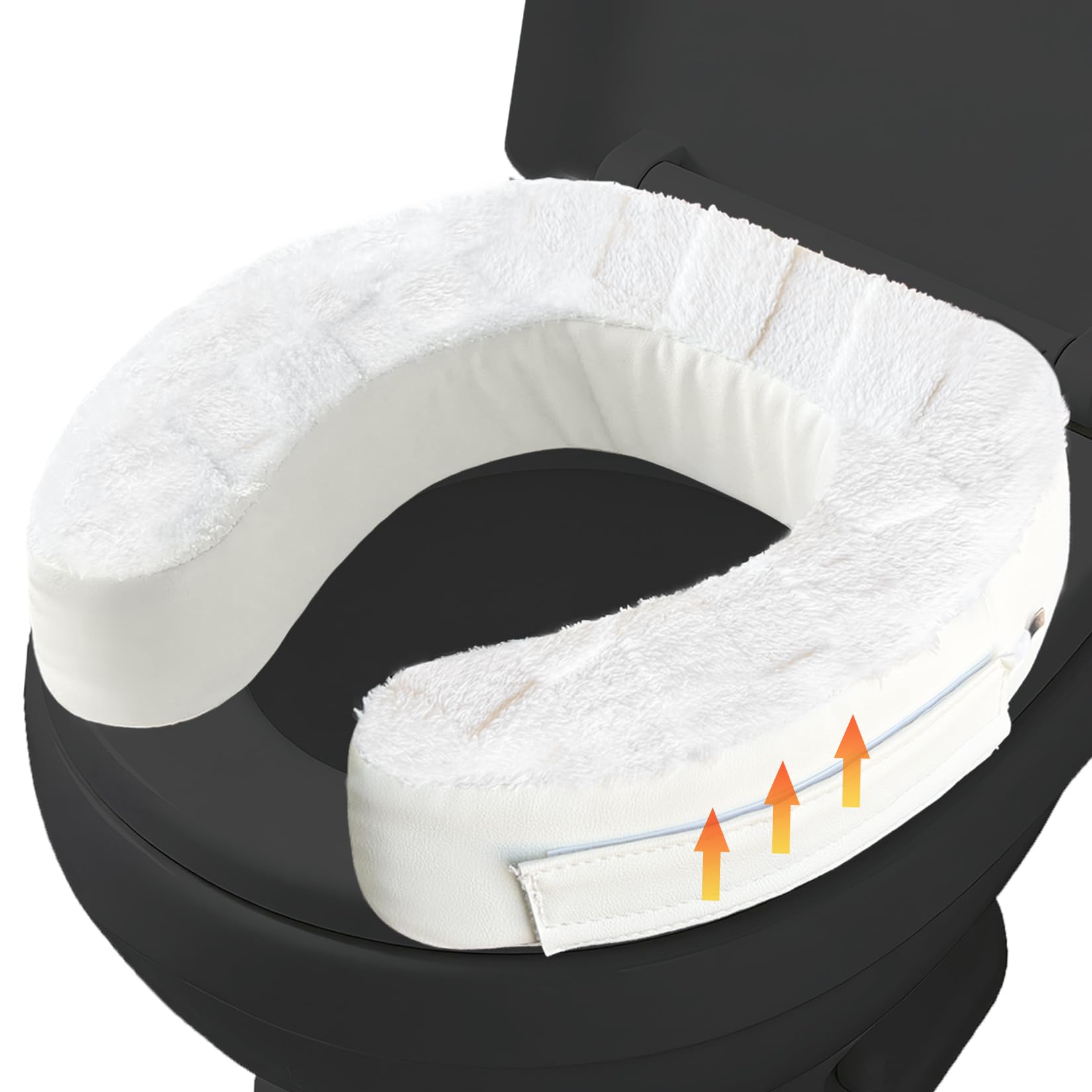 XYRONICA Toilet Seat Riser Cushion, 3-Inch Padded Toilet Seat Cushion for Seniors, Firm High-Density Foam with Secure Fastening, Stable and Non-Slip,