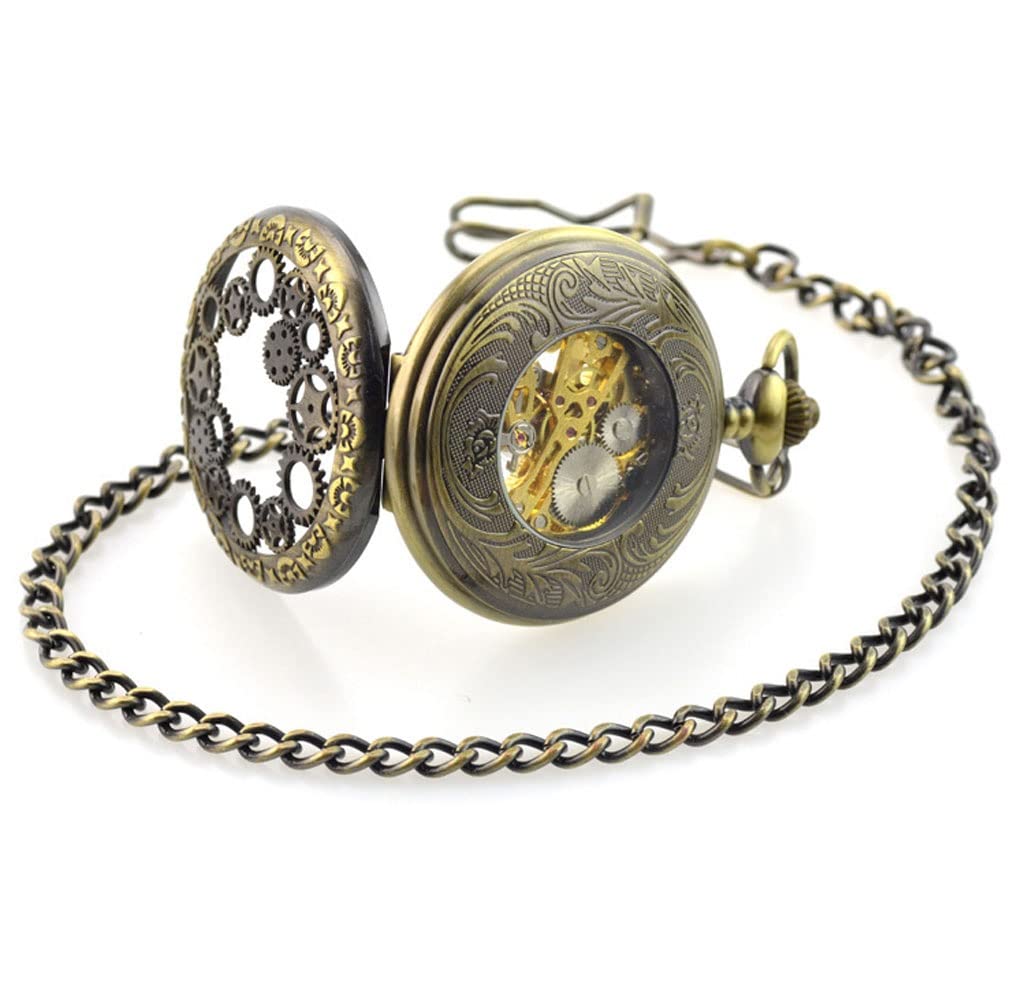 Orologio da Tasca Meccanico retrò, Numeri Arabi con Taschino con Catene for Uomo da Uomo