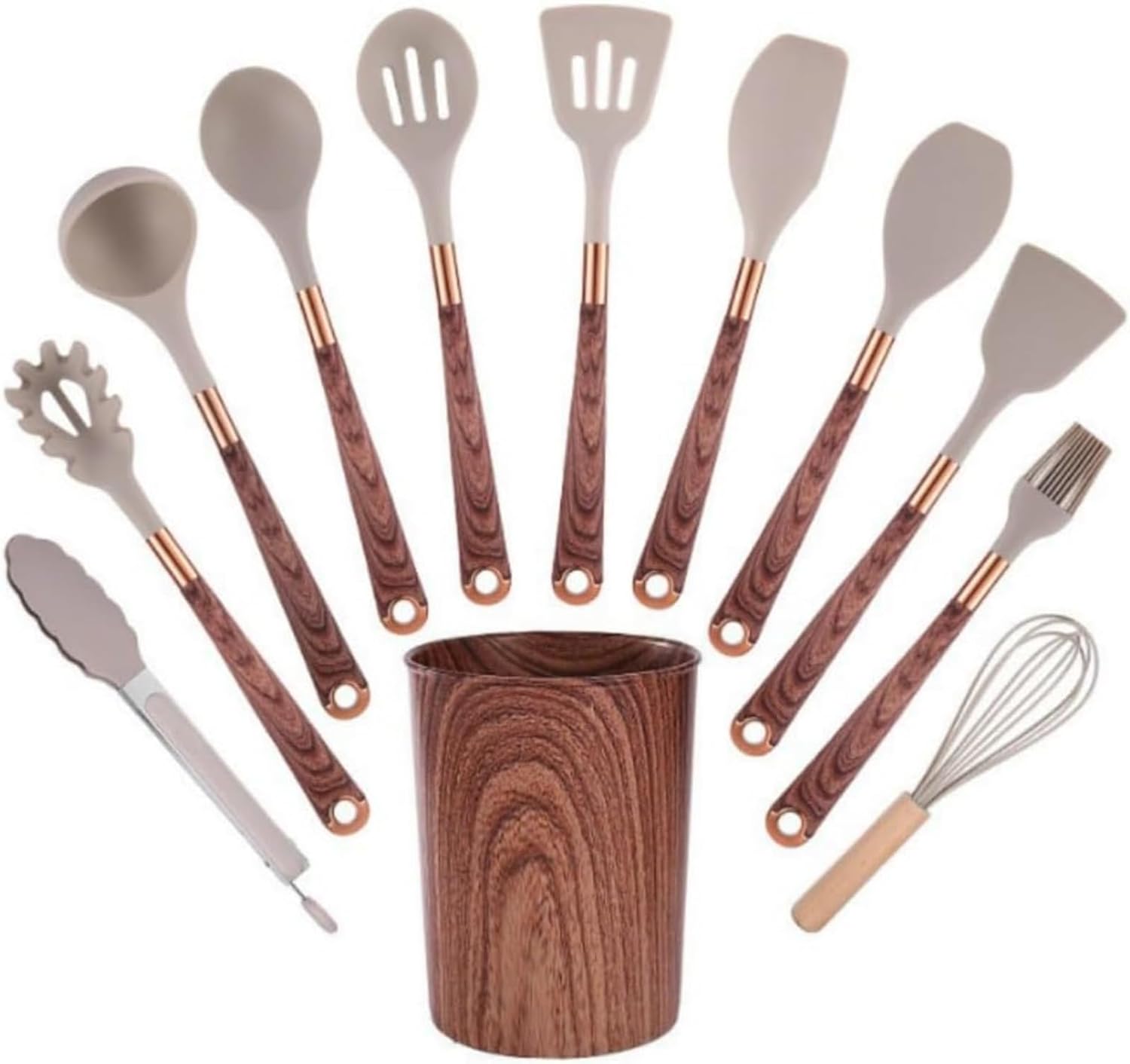 シリコン調理器具セット 木目調 非スティック ヘラ＆スプーン キッチン用 キッチンツール ターゲット主婦＆料理愛好者