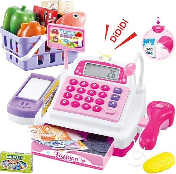 Sotodik Cash Register Pretend Play Supermarket Shop Toys with Calculator ,Working