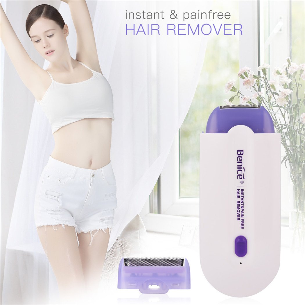 Benice Mujer Instant Depilación Cabello recargable Enlevez les Cabello para el rostro, brazos, piernas, abdomen y maillot sin dolor, con tecnología avanzada sense-light