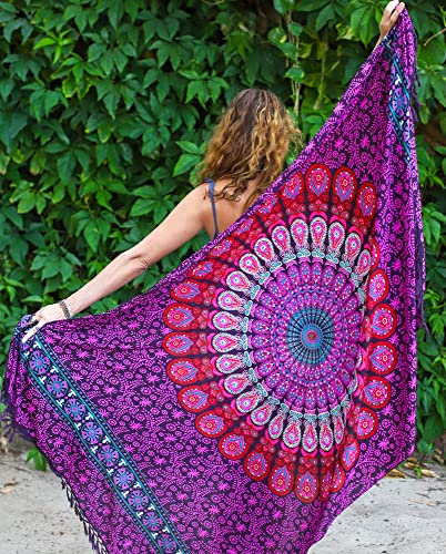 Boho Chic Pareo - Mandala Pareo - Bikini Swimsuit Cover Up - Beach Dress - Wrap Pink Peacock #TOP7