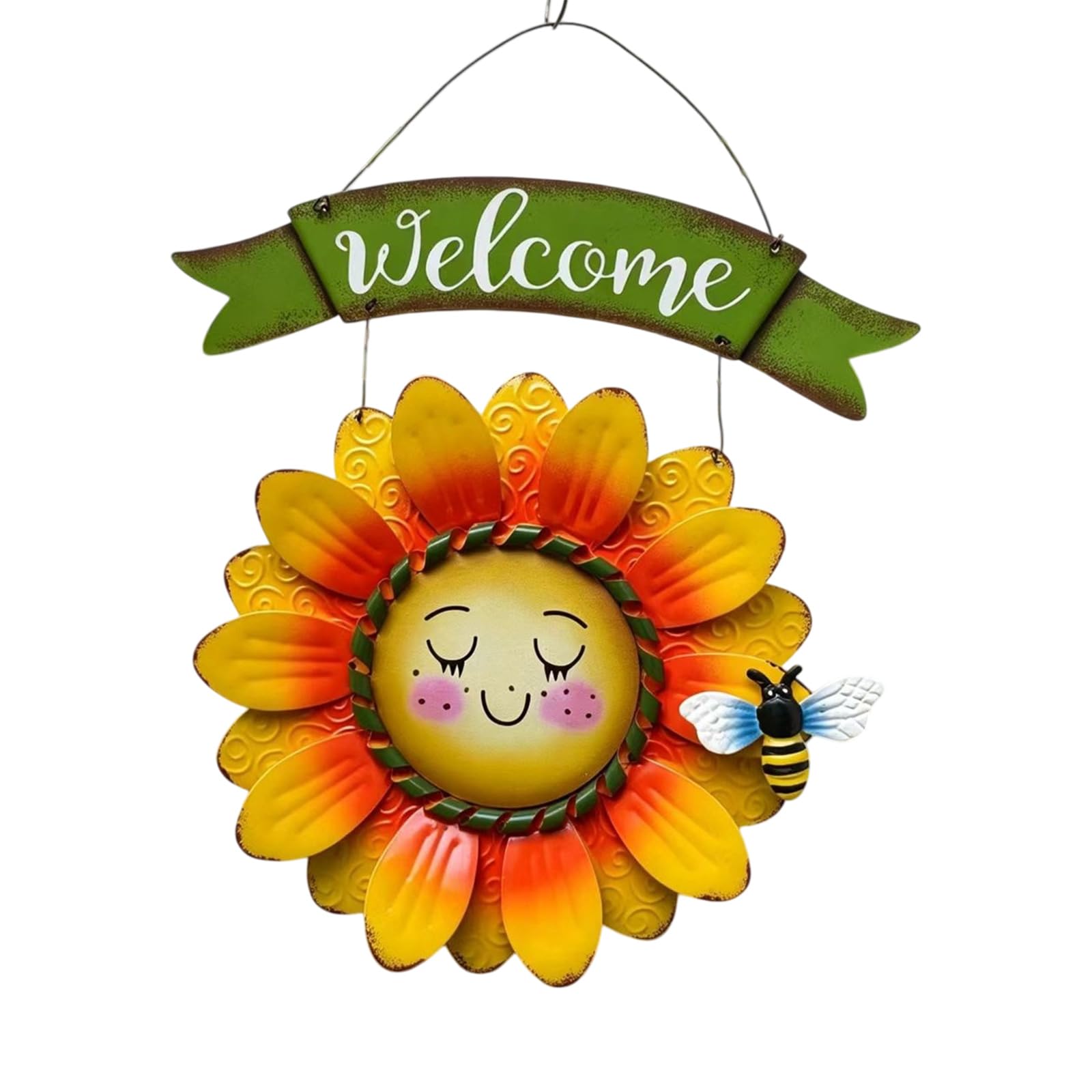 Sunflower Welcome Sign Metal Hanging Welcome Plaques for Front Door Decorative Doors Hanger Rustics Fall Fronts Door Wreath for Garden Porch Patio Backyard Sunflower Sign for Front