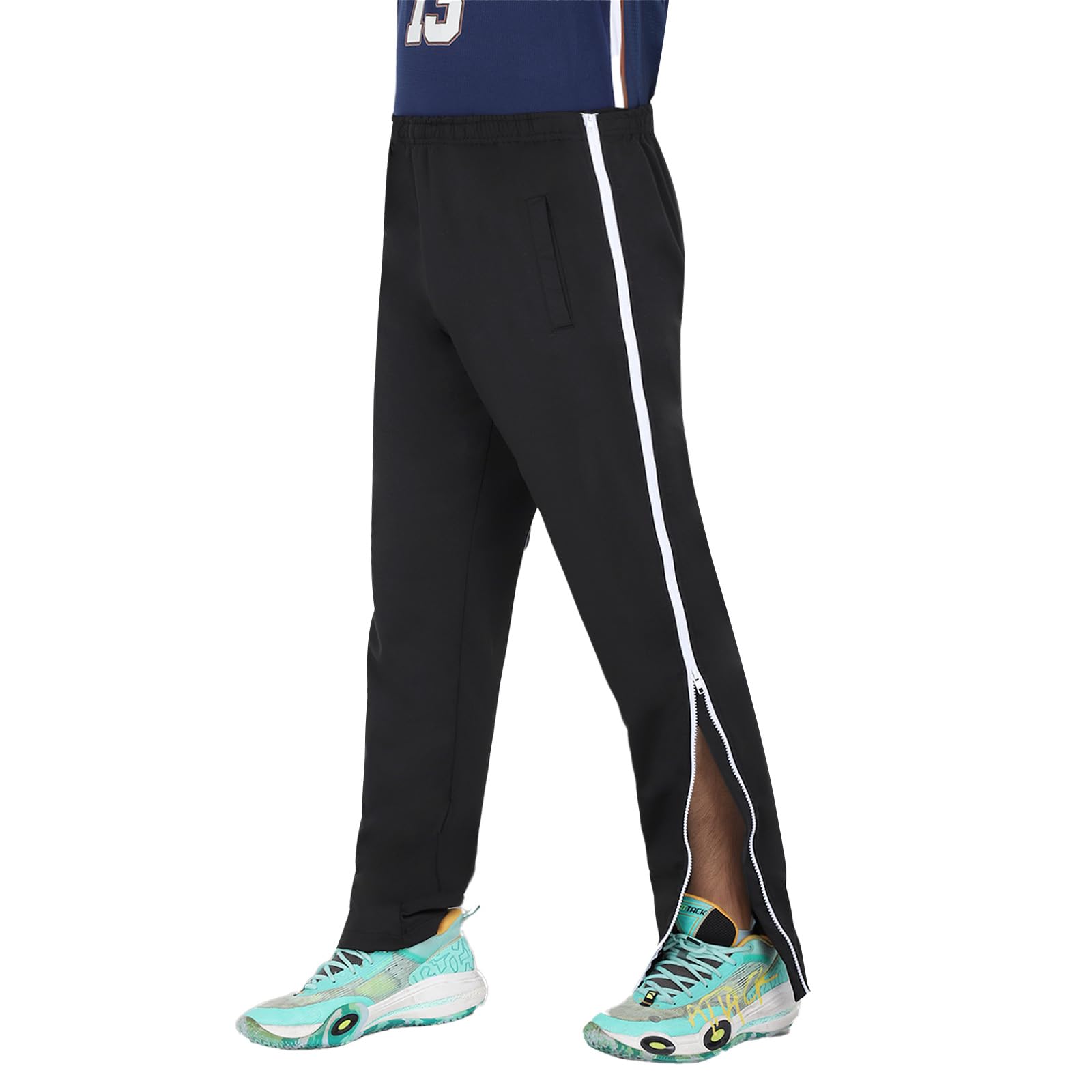 BWBIKE Pantaloni da Allenamento da Uomo Pantaloni da Riabilitazione a Strappo con Zip Laterale a Tutta Lunghezza Tuta da Ginnastica All'aperto Pantaloni della Tuta da Allenamento Atletici Casual
