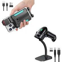 Bluetooth Barcode Scanner Wireless, 2D 1D Scanners Portable Back Clip, Barcode Scanner with Stand, Inventory USB Wired Bar Code Reader Compatible with UPC PDF417 Data Matrix for Warehouse Library etc