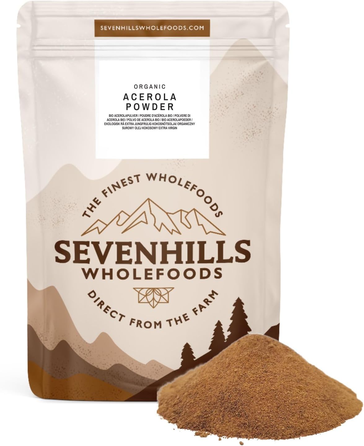 Sevenhills Wholefoods Organic Raw Acerola Powder 200g, Natural Vitamin C