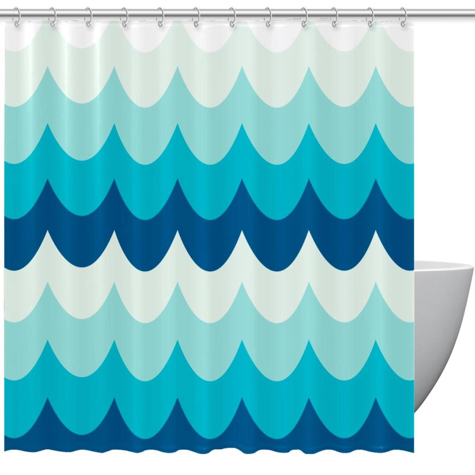 Rideau de douche bleu imperméable anti-éclaboussures 183x183 coloré