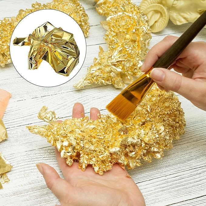 Image of 300 Sheets 8x8cm Gold Silver Rose Gold Leaf Sheets Foil Paper for Gilding Crafting DIY Arts Project Crafting Framing Decoration Makeup Spa Art Craft Work (GOLD,COPPER,SILVER)