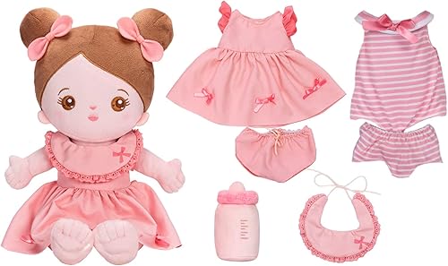 OUOZZZ Set de regalo de muñeca de bebé suave de 13 pulgadas, muñeca de trapo de felpa para dormir, juguete para niños y niñas