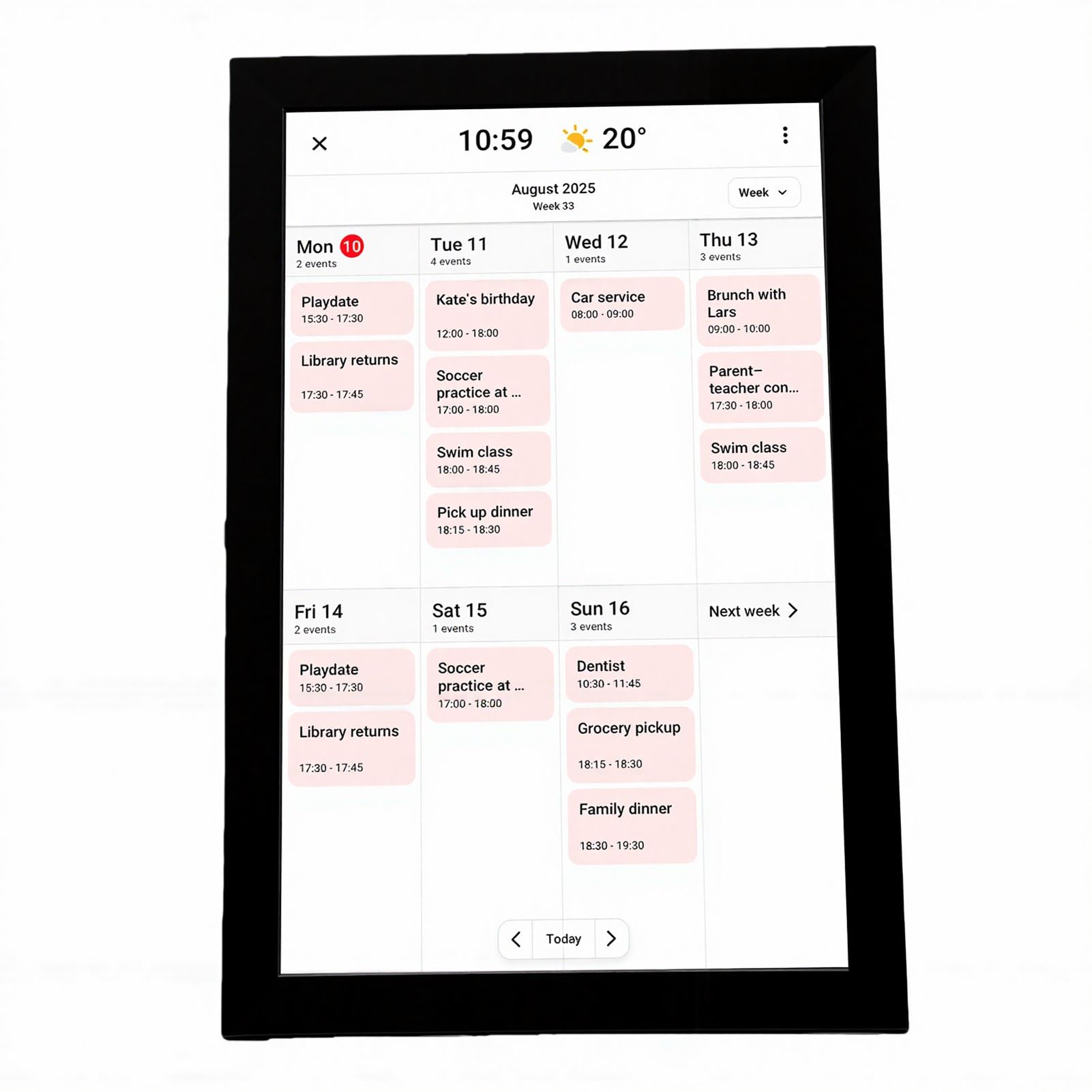 Yctze Calendario Digitale Intelligente da 10,1 Pollici, Agenda Elettronica da Parete WiFi, Organizer per Agenda Familiare Touch Screen con Cornice Digitale, Ideale per Uso Domestico e in Ufficio
