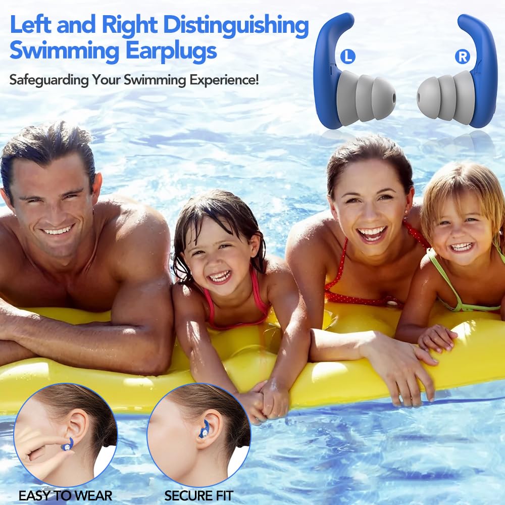 Tappi per le Orecchie da Nuoto per Adulti - 3 Paia di Tappi per le Orecchie in Silicone Morbido e Impermeabile per Nuotatori, Perfetti per il Surf, lo Snorkeling, la Piscina e la Doccia