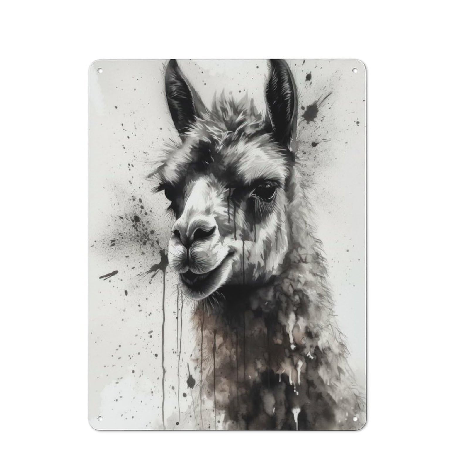Junmoney Llama Charm Watercolor Vintage Tin Sign 40X30cm With For Guest Room Or Hallway, For Collectors Decorating Guest Rooms And Hallways