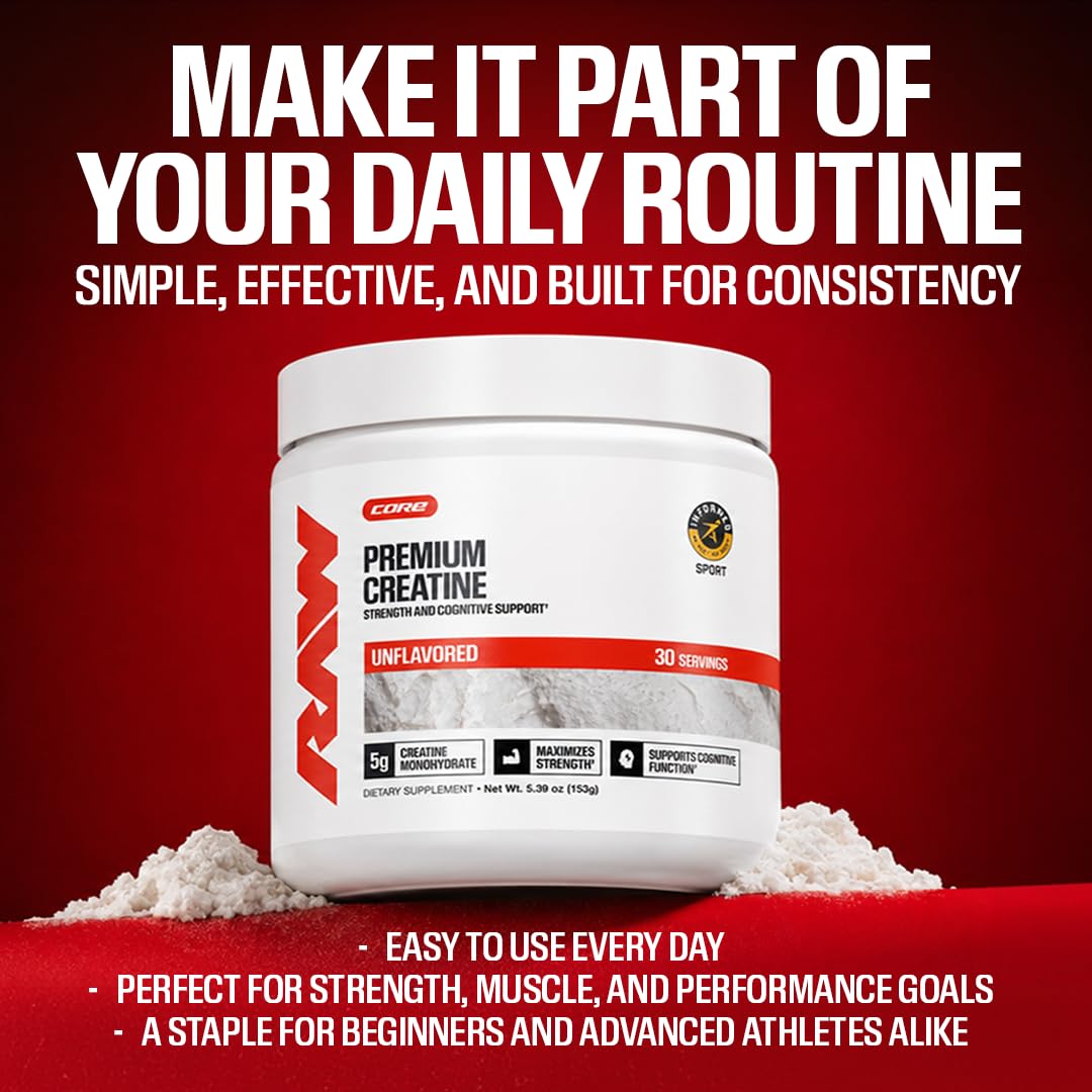 RAW Nutrition Creatine Monohydrate Powder, Blue Raspberry, 30 Servings — Amazon image 6