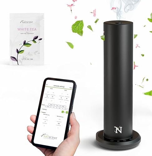 Natscent Difusor de aceite esencial Dynamo Plug & Play Bluetooth mejorado para habitaciones grandes, horarios personalizados, difusor inteligente